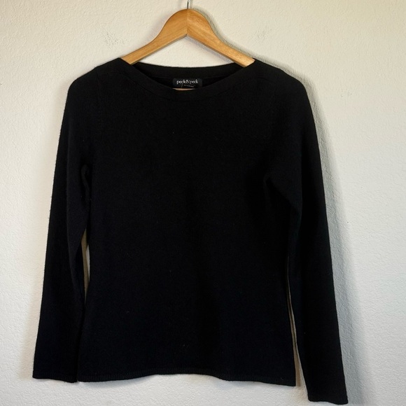 Peck & Peck Black 2 Ply Cashmere Super Soft Long Sleeve Crewneck Sweater Small - Picture 2 of 9